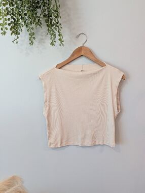 Yfb Sleeveless Ribbed Crop Tank Top - Cream Sz M